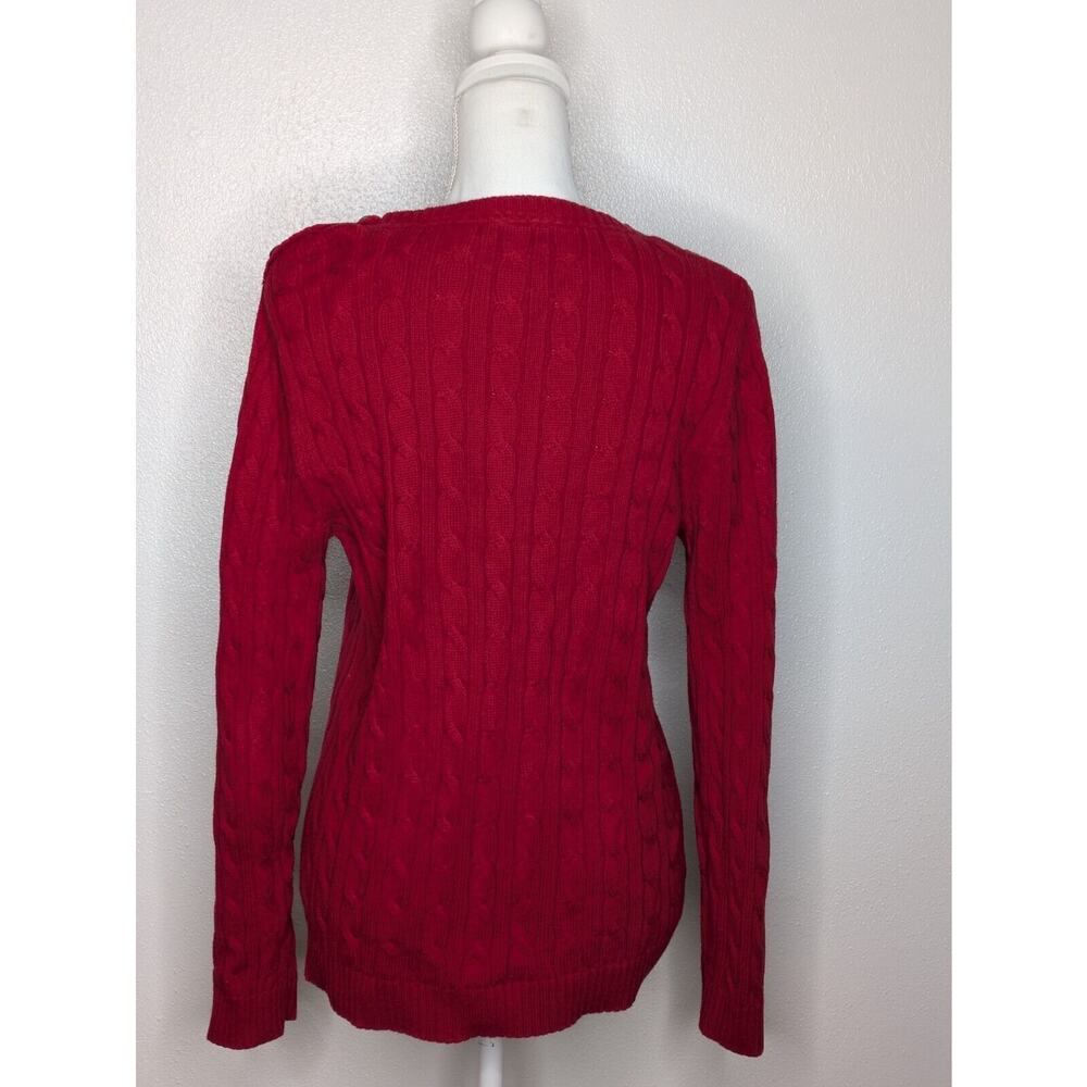 Croft Barrow Sweater Womens Solid Red Chunky Knit Round Neck Size Medium - Picture 5 of 8